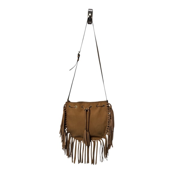 Patricia Nash Large Carrara Drawstring Leather Wheat Crossbody Fringe Western - Picture 15 of 16